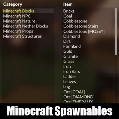 Minecraft Spawnables