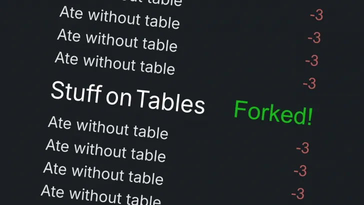 Stuff on Tables Forked