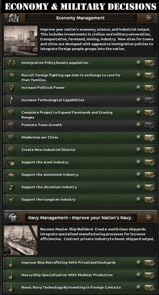 Economy and Military Decisions