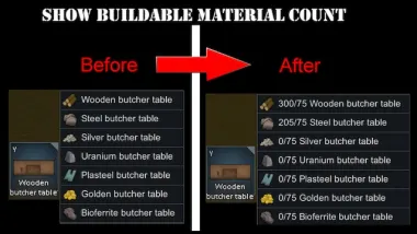 Show Buildable Material Count